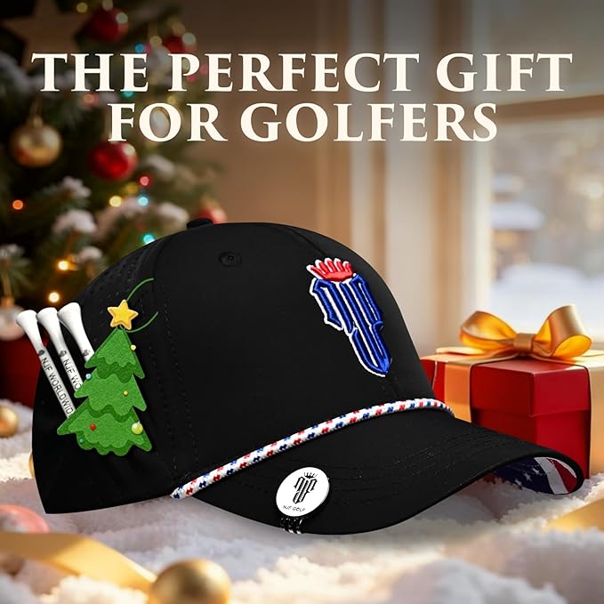 NJF Golf™ Hat Men - Breathable Mens Golf Hats, Adjustable Rope Snapback Cap, Convenient Cap with Tee Holder