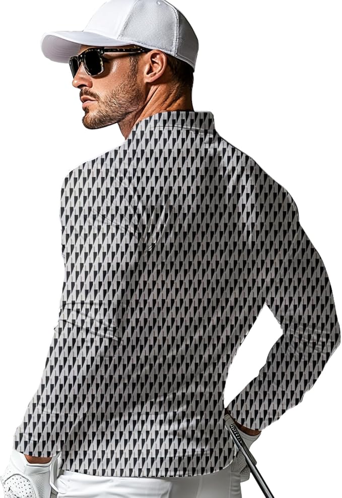 Men's Long Sleeve Golf Shirt Quick Dry 3 Button Work Fishing Outdoor Casual Collar Shirt