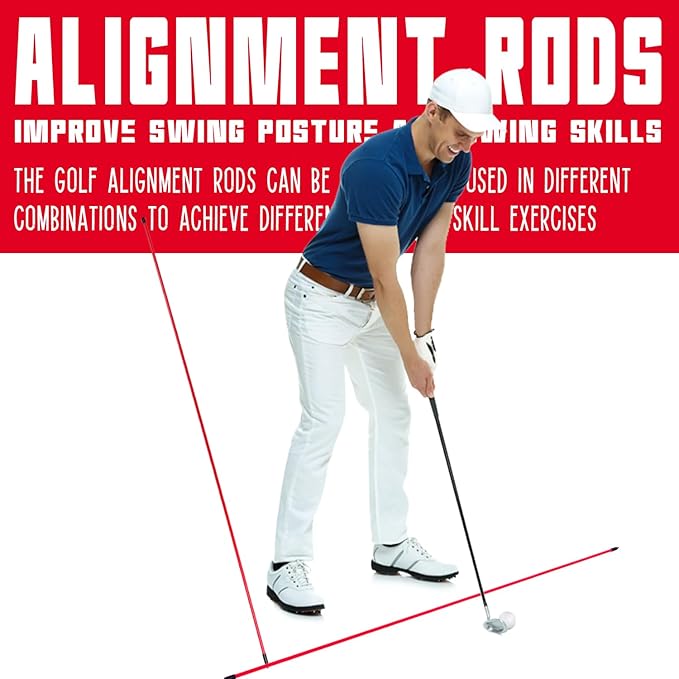 CHAMPKEY Professional Golf Swing Trainer with Customizable Size Grip - Come with 2 Golf Alignment Sticks - Choose Grip Size and Swing Training Aid Length