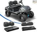 NOKINS 4PCS Golf Cart Seat Covers Kit, Front and Rear Seat Covers Fits YAMAHA/G29/Drive2 Standard Seat Cushion, Yamaha Vinyl Diamond Replacement Seat Covers, No Stapler(Black&Black Stitch)