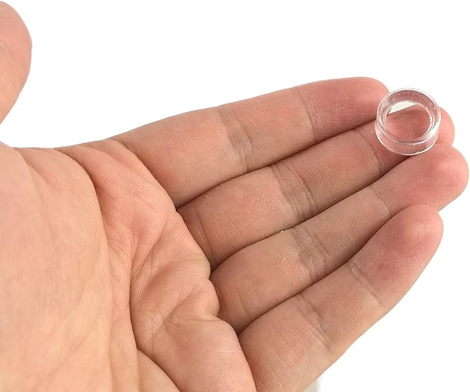 Small Clear Display Stand Ring Holder | 30 PCS (0.6 Inches) | Round Beveled Pedestal for Dragon Ball, Golf, Baseball, Egg, Spheres, Marble | Hold Up to 10lb | Perfect for Small Collections