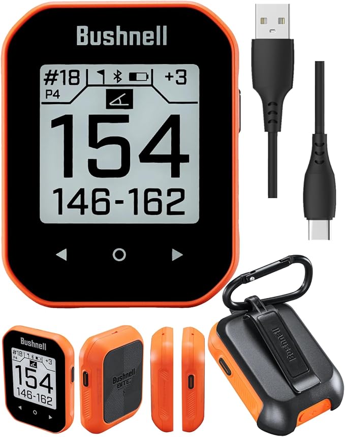 Wearable4U - Bushnell Phantom 3 GPS Rangefinder Orange with BITE Magnetic Mount and GreenView with Lens Cleaning Cloth Bundle