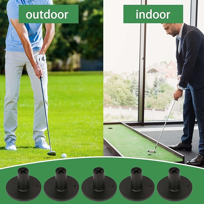 Rubber Golf Tees for Mats Adjustable Height Golf Simulator Tees,Indoor Outdoor Practice,Non-Slip Mat Tees with Holder,Compatible with Driving Range