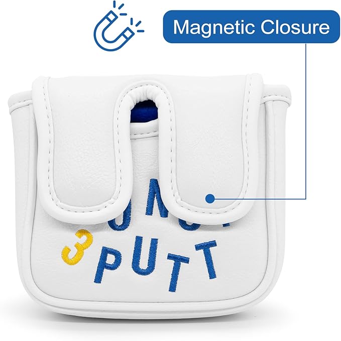 Golf Mallet Putter Cover, Golf Club Cover with Strong Magnetic Closure, PU Leather Waterproof Golf Putter Cover Golf Accessories