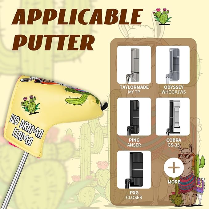 Funny Golf Club Head Cover Driver Headcover Fairway Wood Headcover Hybrid Club Head Cover Alpaca