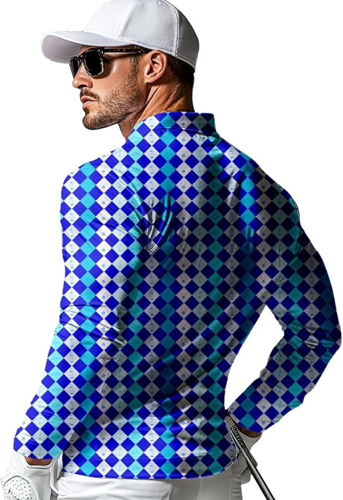Men's Long Sleeve Golf Shirt Quick Dry 3 Button Work Fishing Outdoor Casual Collar Shirt