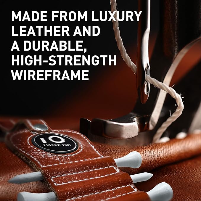 FINGER TEN Golf Tee Holder with Ball Marker and 4 Pcs Wood Tees Value 1/2 Pack, Luxury Leather Gift Hook to Golf Bag Belt Clip