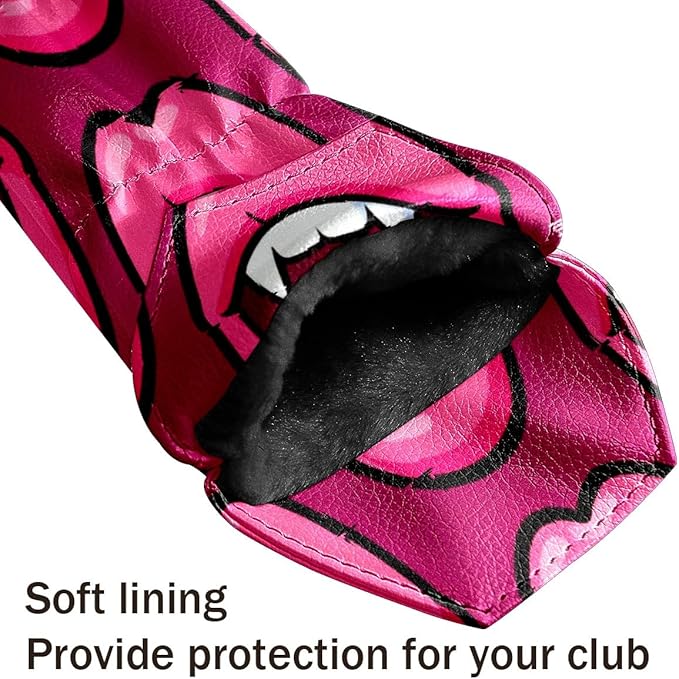 3 Pack PU Leather Golf Club Head Covers - Driver, Fairway Wood & Hybrid, Funny Golf Accessories, Ideal Golf Gift Colorful Line Seashell