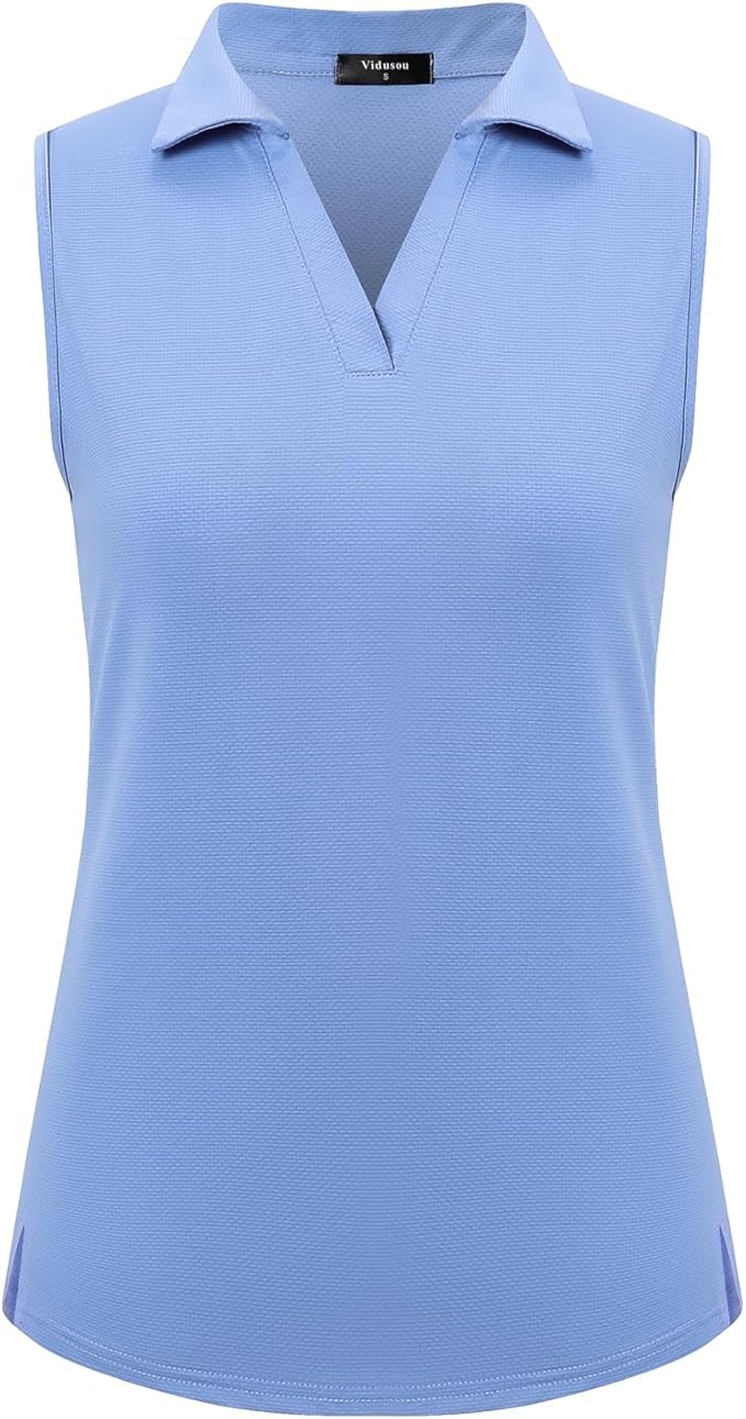Womens Sleeveless Golf Polo Shirts Lightweight Tennis Sport Tops