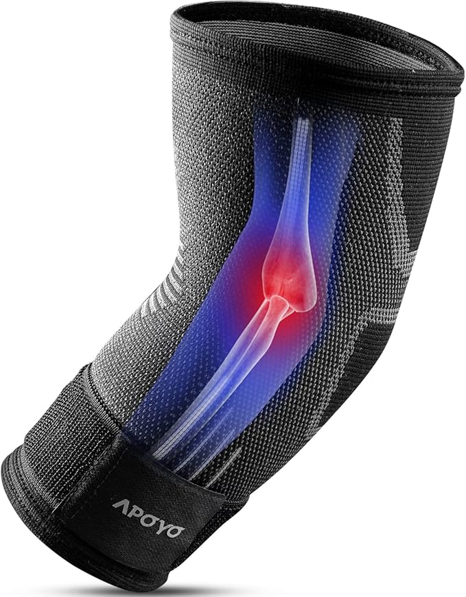 APOYO Elbow Brace for Tendonitis and Tennis Elbow, Compression Sleeve for Arthritis, Workouts, Reduce Joint Pain During Fitness Activity (Small)
