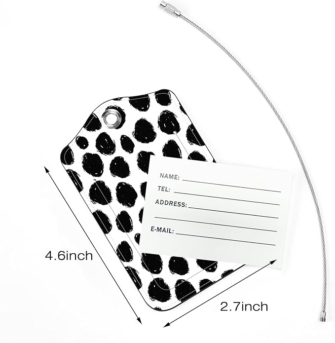 2 Pack Luggage Tags for Suitcase,Animal Skin PU Leather Luggage Tags with Privacy Cover Name Address Labels and Steel Ring,Creative Travel Accessories for Men and Women