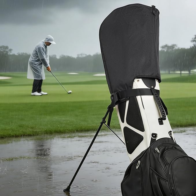 Golf Bag Rain Cover Hood with Adjustable Buckles,Portable Easy Access Golf Bag Cover for Golf Stand/Cart Bags, Upgraded Honeycomb Waterproof Dust Proof Fabric