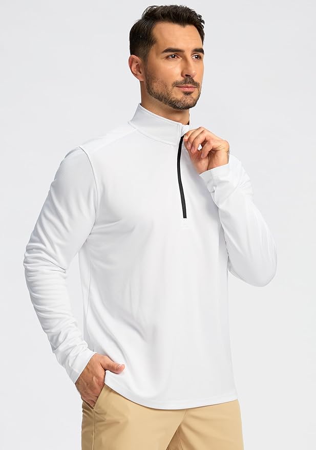 Obla Golf Quarter Zip Pullover for Men Mock Neck Sweatshirt Lightweight Sun Protection Men's Long Sleeve Golf Shirt