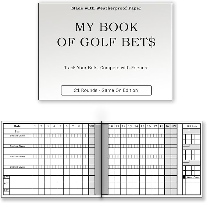Golf Scorecards & Stat Tracking Booklet (21 Rounds) - Weatherproof Golf Journal - Golf Log (4" x 5.5" When Closed) - Golf Notebook fits in Holder or Pocket