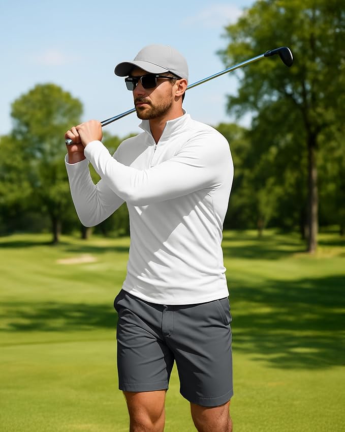 Boladeci Men's UPF 50+ Sun Shirts 1/4 Zip Long Sleeve SPF UV Protection Lightweight Quick Dry Quarter Zip Golf Shirts