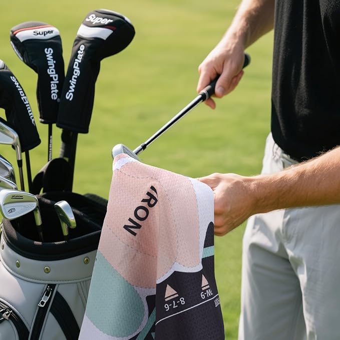 Golf Sure Stance Ball Position Trainer Towel, Microfiber Swing Trainer Towel and Golf Putter Stance Towel to Improve Your Stance - Setup Positions for All Shots and Clubs