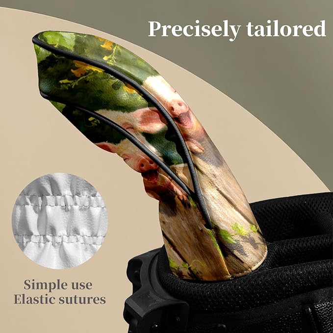 Golf Head Covers Leather Driver Headcover, Premium Golf Club Covers with Anti-Scratch Lining 1/3/5 Wood Head Covers for Golf Clubs for Women Men