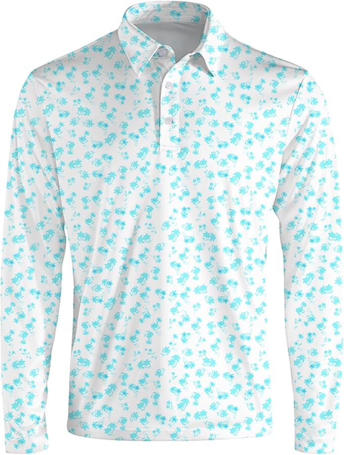 Men's Long Sleeve Golf Shirt Quick Dry 3 Button Work Fishing Outdoor Casual Collar Shirt