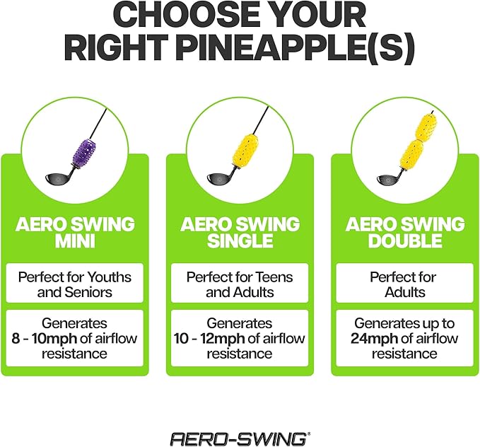 Air Resistance Pineapple Kit, Golf Training Aid, Improves Swing Speed and Accuracy, Add Pineapples to Your Existing Golf Club, Golf Training Equipment.