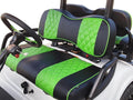 Huskey Golf Cart Front Seat Covers for Club Car DS 2000.5-UP Models, Custom Fit, Black/Lime Green Diamond Stitching, Marine Grade Vinyl Material, Staple on