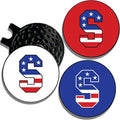 Wolf Golf Towels Golf Ball Marker Hat Clip | USA Monogram | 1 Magnetic Clip + 3 Ball Markers | Patriotic Golf Accessories for Men & Women
