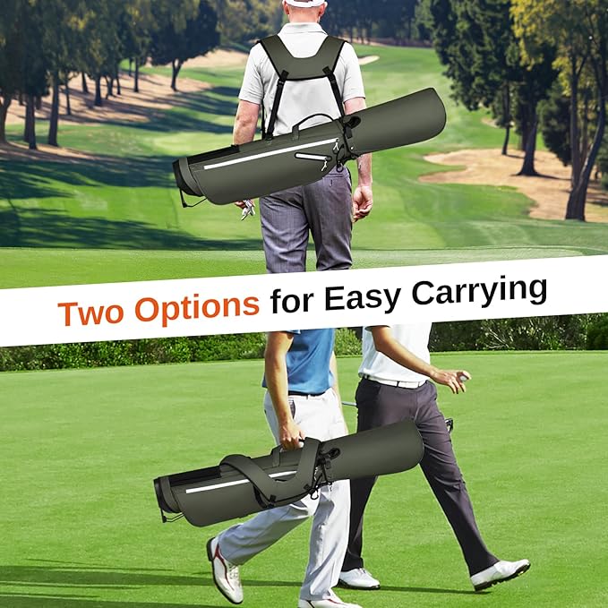 Lightweight Golf Stand Bag, 4-Way Full-Length Dividers, Holds Up to 10 Clubs, 3.7 lbs Golf Bag with Dual Straps & Stand for Driving Range, Par 3, and Standard Courses