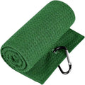 Golf Towel with Clip, Soft Microfiber Cleaning Cloth for Golf Clubs and Balls, Compact and Absorbent(Green)
