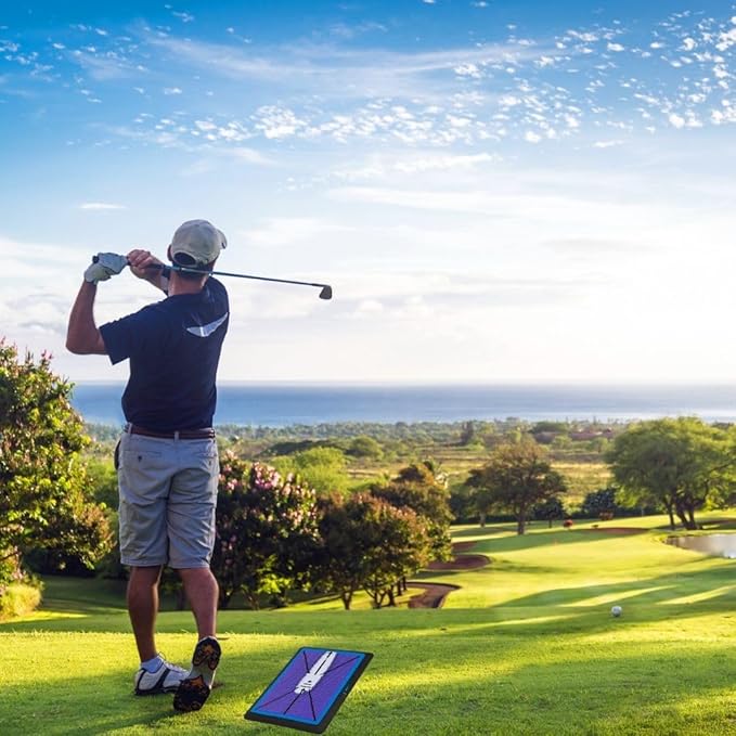 TeeTime Golf Practice Mat - Patent Pending - Instant Swing Path Feedback - Indoor-Outdoor with Carry Clip