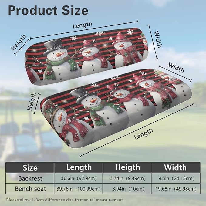 Golf Cart Seat Covers, Universal Fit & Nonskid Bottom Fits for Club Car 2 Person Seats Golf Carts