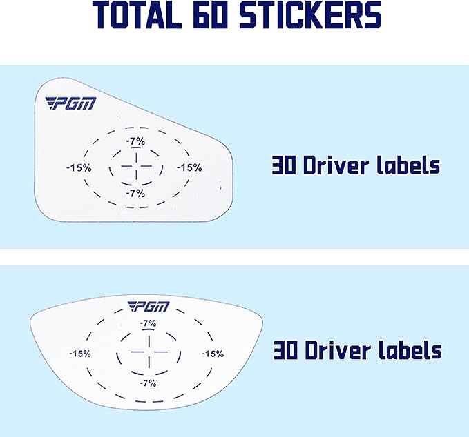 PGM Golf Impact Tape Set 60 Pcs, Self-Teaching Sweet Spot and Shot Consistency Analysis, Club Impact Stickers for Woods and Irons Each 30 Pcs, Useful Training Aid Improve Swing Accuracy