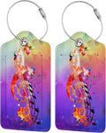Purple Music 2 Pcs Luggage Tags, Suitcases & Travel Bag Tag Privacy Cover ID Name Label with Stainless Steel Loop Address Card Travel Bag Suitcase