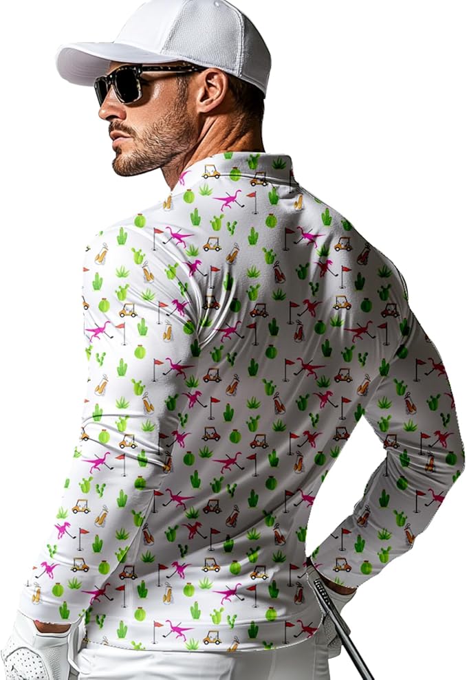 Men's Long Sleeve Golf Shirt Quick Dry 3 Button Work Fishing Outdoor Casual Collar Shirt