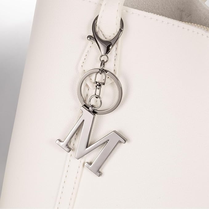 LAXPICOL Gold Letter A-Z Keychain for Women Bag Charms Purse Charms For Handbags Metal Alphabet Initial Letter Keychain