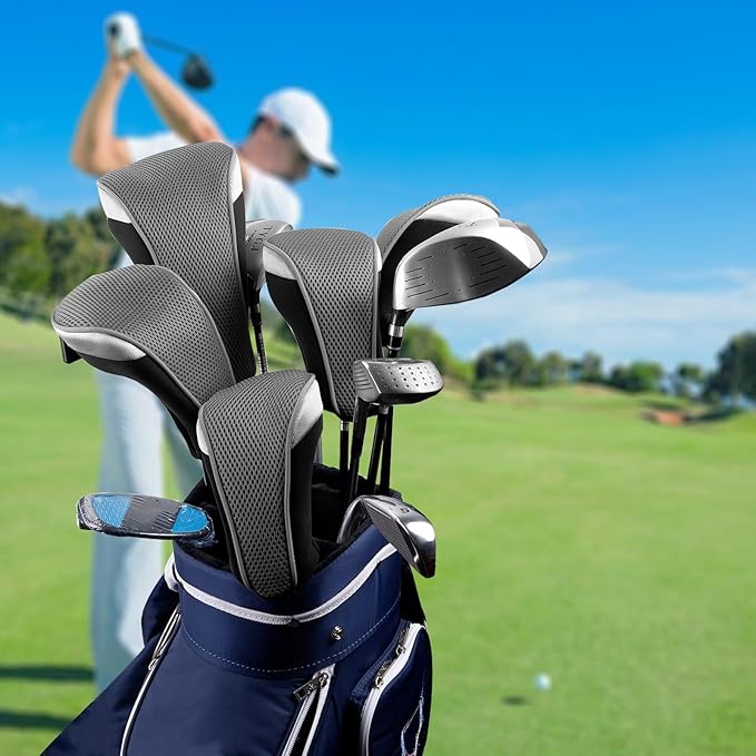 Andux 4pcs/Pack Mesh Golf 460cc Driver Fairway Wood Club Head Covers with Interchangeable No. Tags