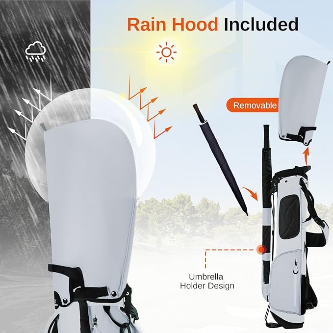 Lightweight Golf Stand Bag, 4-Way Full-Length Dividers, Holds Up to 10 Clubs, 3.7 lbs Golf Bag with Dual Straps & Stand for Driving Range, Par 3, and Standard Courses