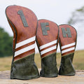 Craftsman Golf Club Head Covers 3pcs or 1pc Classic Brown Golf Headcovers Set Golf Club Headcovers for Driver Fairway Utility/Hybrid Woods Headcovers