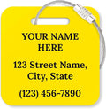 Custom Luggage Tags, Personalized Name Address for Suitcases,Backpack, Handbag, Travel Equipment Tag, 2x2 Inches, Acrylic Heavy Duty, Made in The USA by My Sign Center- Yellow