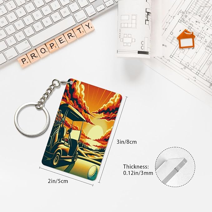 Keychain - Rectangular Acrylic Keychain Daily Key Ring Car Key Fob Holder 2X3 Inch