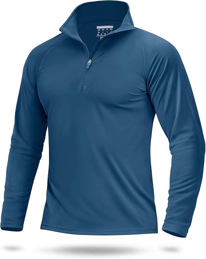 Boladeci Men's UPF 50+ Sun Shirts 1/4 Zip Long Sleeve SPF UV Protection Lightweight Quick Dry Quarter Zip Golf Shirts