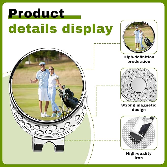 Personalized Golf Ball Marker with Photo Magnetic Hat Clip – Custom Logo/Text 1" Marker for Golfers, Gift for Men & Women, Golf Accessories Gift Set