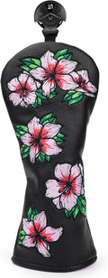 Golf Headcovers Embroidery Driver Cover Fariway Wood Headcover Hybrid Head Covers Leather Golf Club Covers for Most Brand,Black