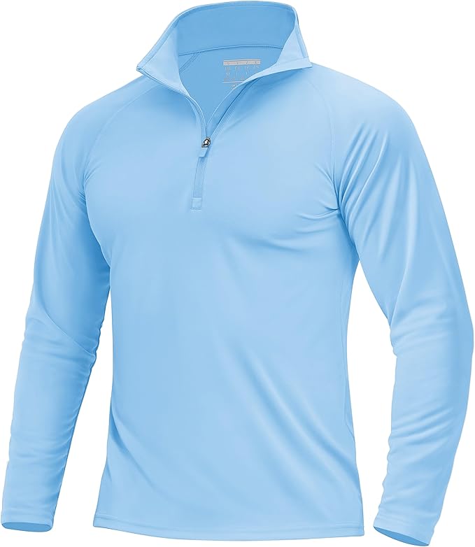 Boladeci Men's UPF 50+ Sun Shirts 1/4 Zip Long Sleeve SPF UV Protection Lightweight Quick Dry Quarter Zip Golf Shirts