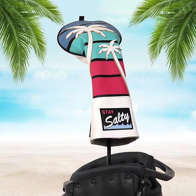 mytag Tropical Golf Headcovers, Coconut Tree Golf Head Covers for Woods and Driver, Putter Covers 3D Embroidery