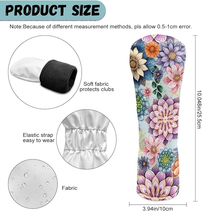 Golf Club Head Covers for Club Protective, Waterproof PU Leather Driver Fairway Wood Hybrid Head Cover