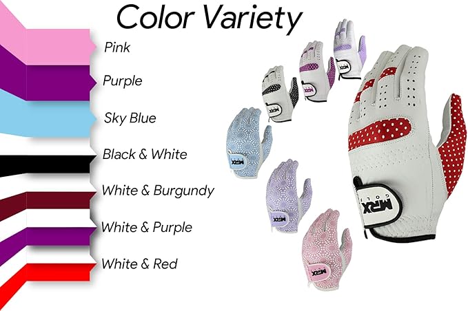 MRX Women Golf Glove Left Handed Golf Gloves Sweat Resistant Soft Cabretta Leather Regular Fit Women Golfer Glove