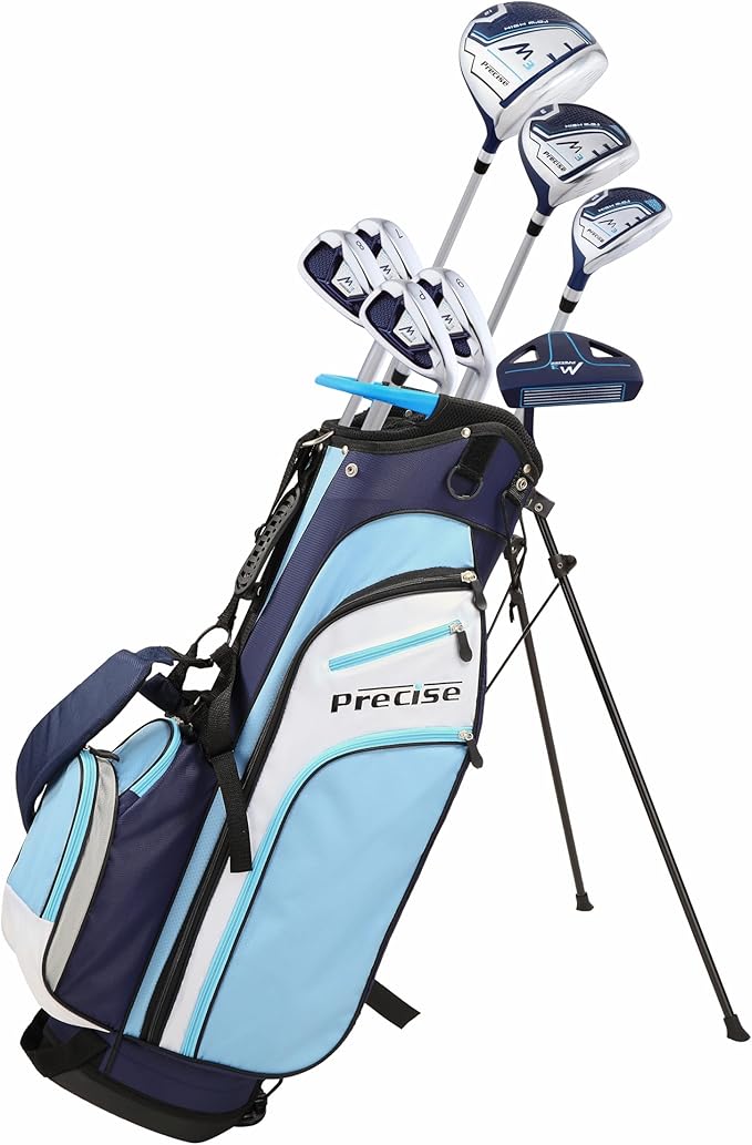 Precise M3 Ladies Complete Right Handed Golf Club Set | Complete Regular & Petite Womens Golf Clubs Set | with 3 HC's, Lightweight Shafts & Spacious Stand Bag w/Storage Pockets & Dual Carrying Straps