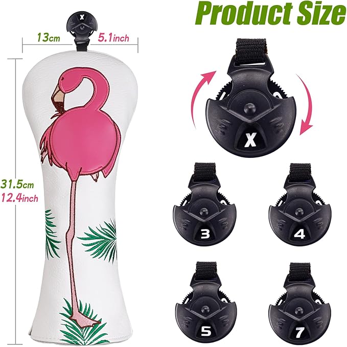 Craftsman Golf Flamingo White Golf Driver Fairway Wood Hybrid Putter Headcover Head Cover