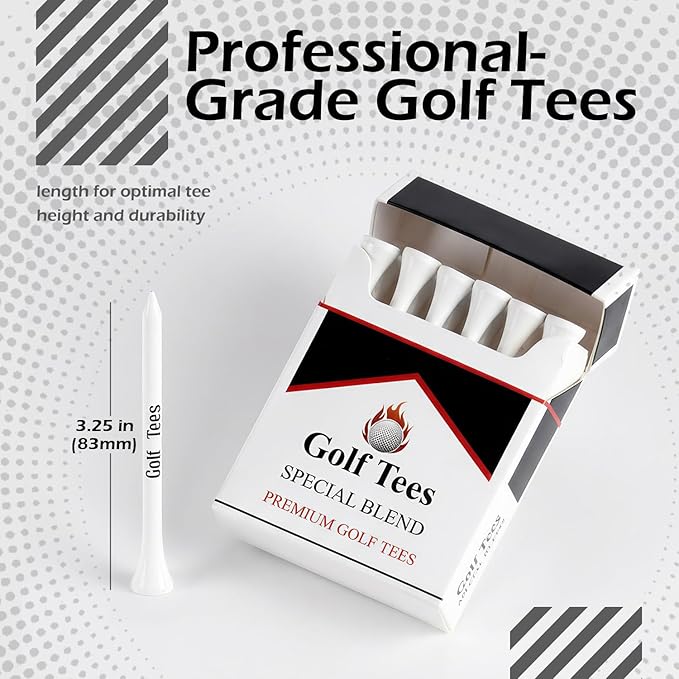 Premium Bamboo Golf Tee 83mm (3.25") Tees | Golf Gifts for Men | Funny Golf Accessory for Golfers | Vintage-Style Tee Case Golf Accessories for Men or Women