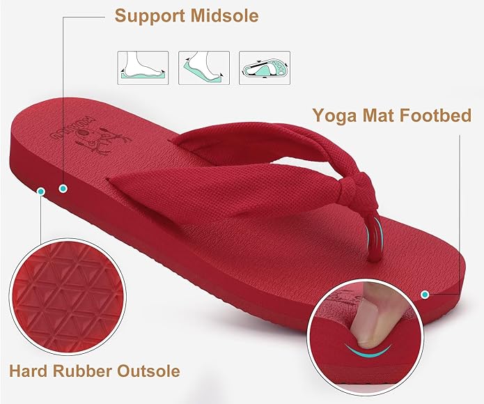 KuaiLu Flip Flops for Women with Arch Support Yoga Mat Comfortable Summer Beach Walking Thong Cushion Sandals Slip On Indoor Outdoor