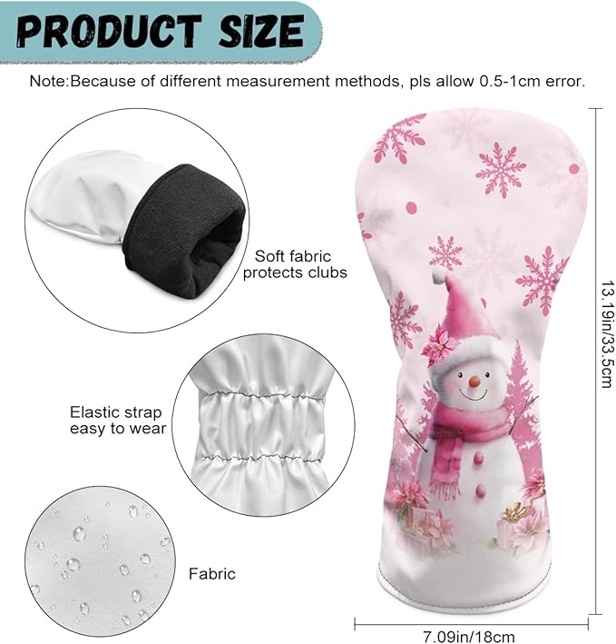 Golf Club Head Covers for Club Protective, Waterproof PU Leather Driver Fairway Wood Hybrid Head Cover